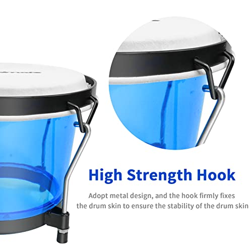 Soulmate Bongo Drums 6” And 7” Set For Kids Beginners Adults Professionals Transparent Bongos Drum Percussion Instrument With Tuning Wrench,Natural Finish Bongos Drum(Blue Bongos) #TOP3