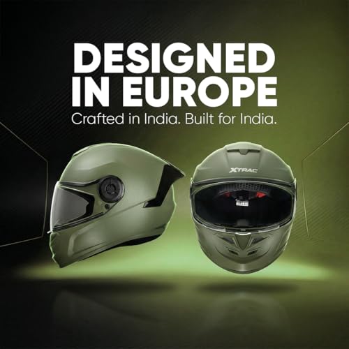 Image of Xtrac Arc Full Face Helmet - ISI Certified Bike Helmet for Men & Women | High-Impact ABS Shell | Clear Scratch-Resistant Visor | Comfortable Inner Padding | Secure Chin Strap for Safe Riding