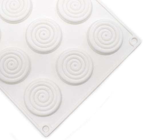 Miniatura 5 de Molde redondo de silicona para pastel en espiral, molde de 6 cavidades para dulces de gelatina (patrón en espiral C 11.64 x 6.84 x 0.4 pulgadas)