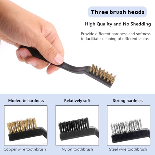 Image of 3PCS Bird Cage Cleaning Brush Set-Copper,Nylon and Stainless Steel Wire Brushes for Cleaning Parrot Cages, Kennels, and Perches,Removes Poop and Keeps Bird Cages Fresh,Essential Bird Cage Accessory