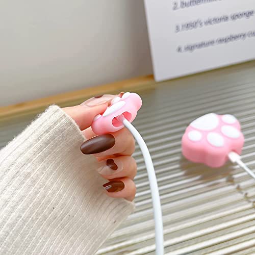 Image of Cartoon 3D Design Protective Case for 18W 20W iPhone 14 13 12 11 Pro Max Fast Charging Cable Adapter Charger, Cute Cartoon Lightning Data Cable Case for iPhone Charger (CAT Claw)