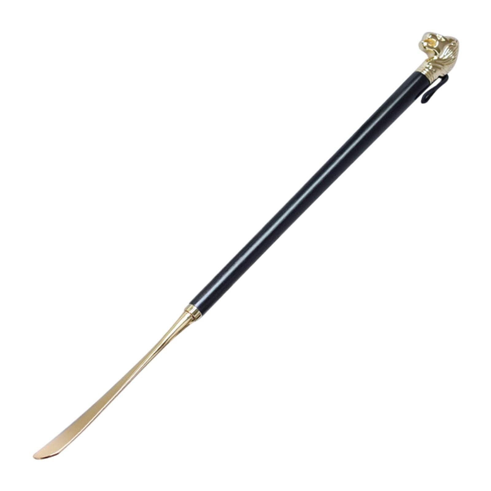 Chausse-Pied à Long Manche en Bois. Fabriqué en Bois de Hêtre de Haute Qualité et en Alliage Métallique. Bords Arrondis pour Protéger Les Chaussures E, 58cm Lion Noir