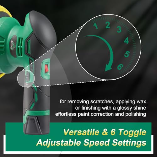 Image of BATOCA S3 Cordless Car Buffer Polisher - 2pcs 2.0Ah 11.1V Lithium-ion Rechargeable Battery Powered Brushless Polisher with 6 Variable Speed, DA Orbital Buffer for Car Detailing, Polishing, Waxing