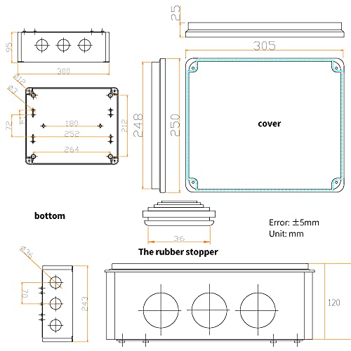 Makerele Outdoor Electrical Box Abs Plastic Watertight Dustproof Junction Box Universal Electrical Enclosure White 11.8”×9.8”×4.7” Inch(300×250×120Mm) #TOP1