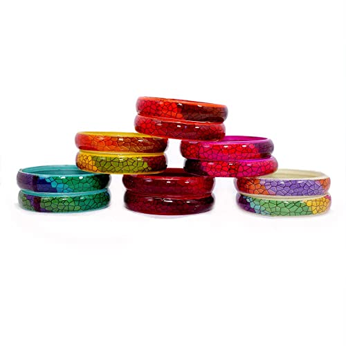 Image of NMII Multicolour Glass Kada Set For Women and Girls with Sleek Finish & Abstract Design | Glass Bangles For Women | Kada For Girls Daily /Party /Office | Fashion Jewellery