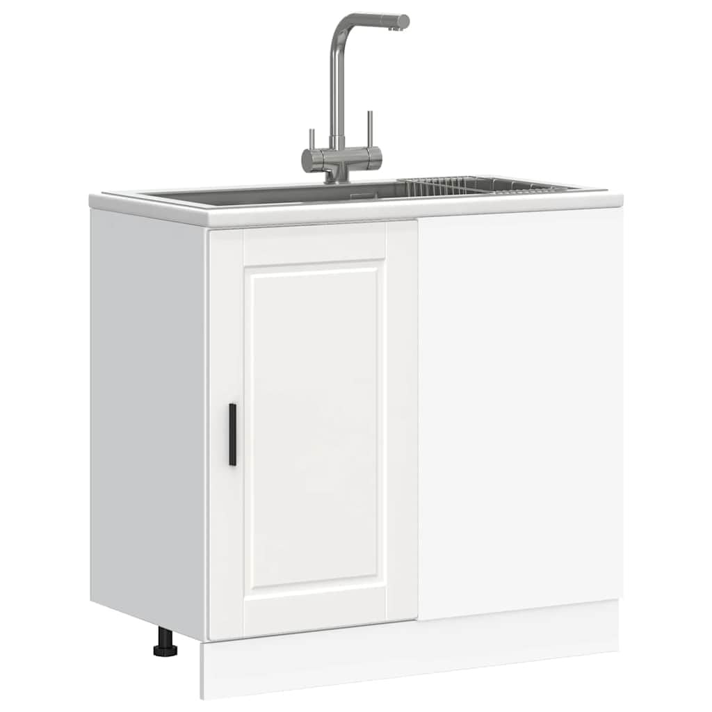 Myheimly Küchenschrank Holzwerkstoff,hoher Küchenschrank, Schrank,Küchenzeile,Schrank Küche,Einbauküche Küchenunterschrank Porto Weiß Holzwerkstoff