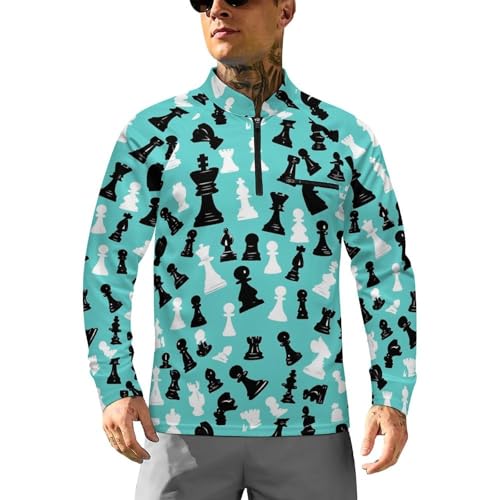 Chess Pieces Men's Sun Protection Shirts UV SPF UPF 50+ Long Sleeve Rash Guard Lightweight