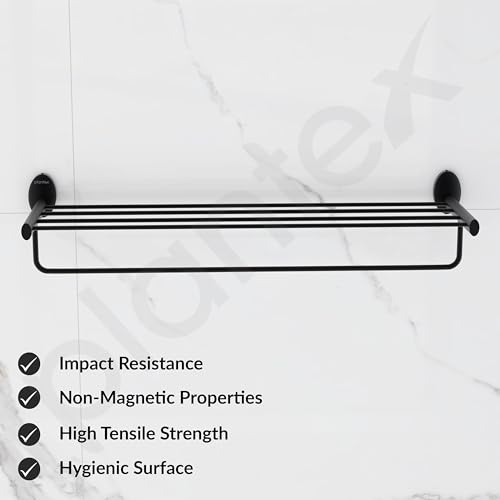Image of Plantex 304 Grade Stainless Steel 24-Inch Towel Rack for Bathroom /Towel Rod /Towel Hanger Stand /Bathroom Accessories - Oreva (Black)