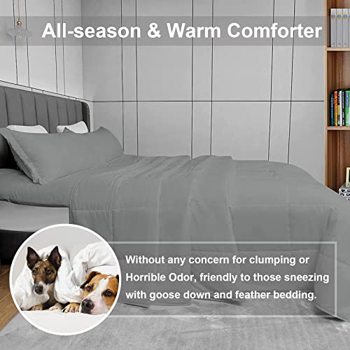 Souloooe Oversized California King Plus Comforter 120X120 Extra Large King Size Quilts 3 Pieces Lightweight Reversible Down Alternative Cooling Summer Comforter For All Season With 8 Corner Tabs Grey #TOP4