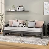 Canditree Canapé-lit Convertible en Bois, Lit Banquette Convertible 2 Places Lit Coulissant Cadre de Lit Double (Gris)