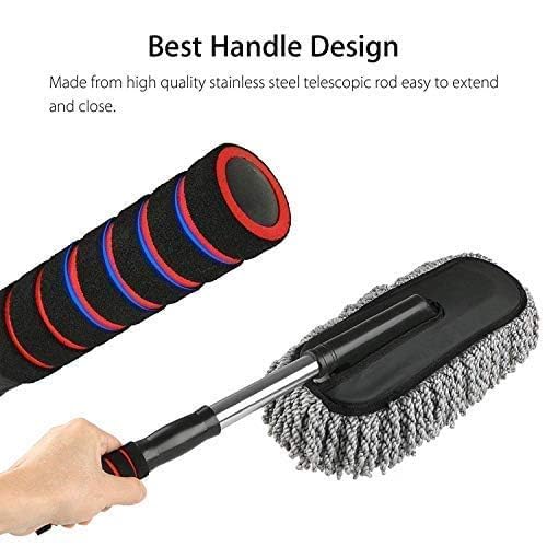 Image of Microfiber Flexible Car Cleaner Washable Duster, Car Wash Dust Wax Mop Car Duster with Handle and Grip (Multi)
