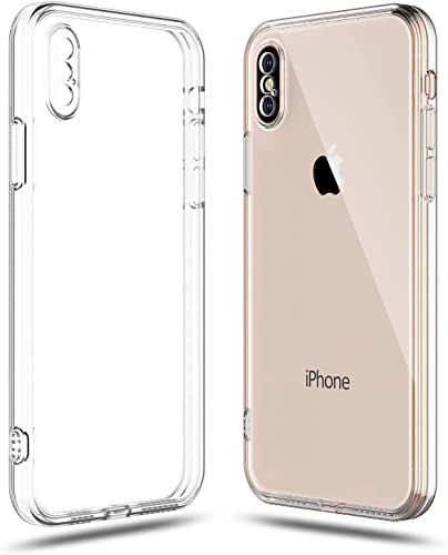 Image of NISHTECH for iPhone X /iPhone Xs Premium Transparent Hybrid Soft Slim Dust Proof Back Case Cover Silicone with Camera Protection