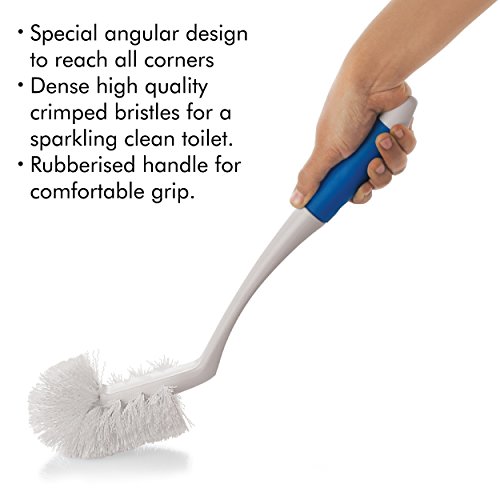 Cello Kleeno Angular Toilet Brush with Storage | Stylish Design | Rubberised handle for firm grip | Durable plastic body | Space-Saving Storage (Blue and White,Pack of 1) (Image - 5)