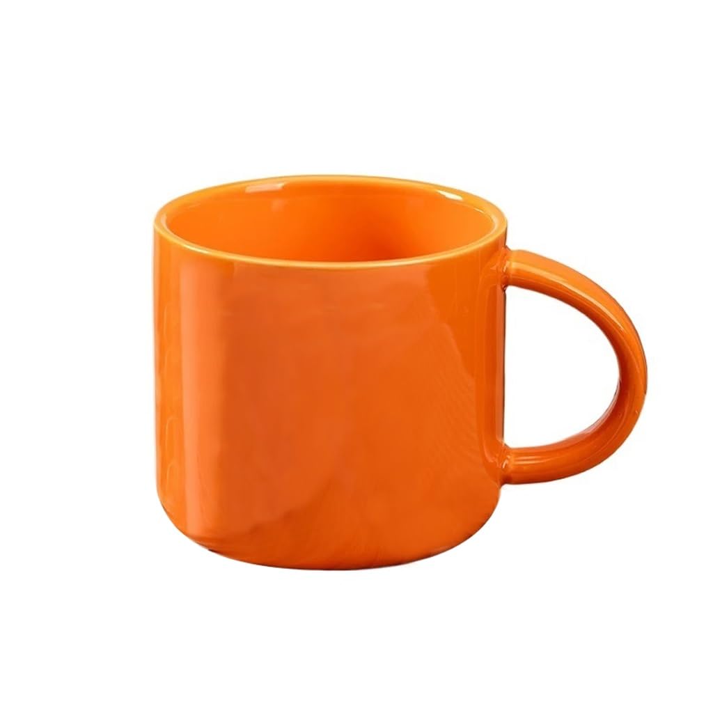 Nff Coffee Mug, Ceramic Solid Colour Large Breakfast Mug With Handle For Coffee, Milk, Tea, 340ml(Orange)