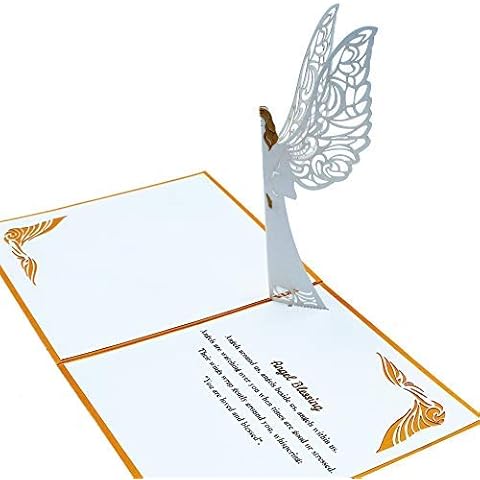 Dekali Designs Guardian Angel Pop Up Card - 3D Get Well Card, Funeral, Bereavement, Memorial, Christmas With Angel Blessing/Quote Cover
