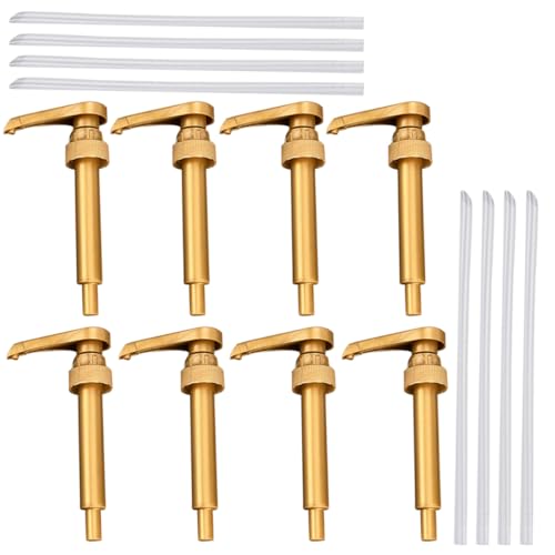 HOLIDYOYO Gold Syrup Bottle Pumps 8pcs Replacement Dispenser Pumps Suitable for Coffee Drink Flavoring