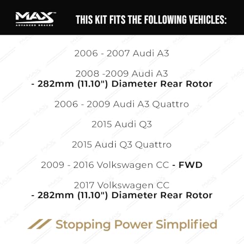 Image of MAX Advanced Brakes - Rear Brake Kit For 2009-2018 Volkswagen Tiguan, 2005-2010 Volkswagen Jetta (11.1 inch Dia Rear Rotors)| Carbon Ceramic Brake and Rotor Kit| Drilled Slotted Brake Rotors