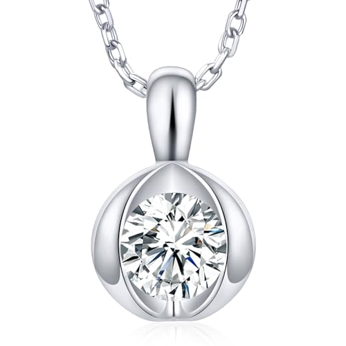 LEONIDS 1 Carat Moissanite Necklaces for Women - D Color VVS1 Clarit Round Cut Moissanite Pendant Necklace 925 Sterling Silver Jewelry Gifts for Mom Wife