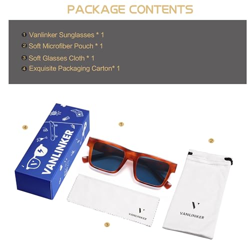 Image of VANLINKER Fashion Trendy Square Sunglasses for Men Women Dark Shades with UV Protection for Driving VL9805
