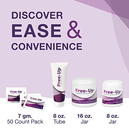 Image of Free-Up-Professional Massage Cream, Fragrance-Free, Great Glide, Lubricity, Tissue Perception, Perfect for Physical Therapy, Massage Versatile, Non-Greasy, Dispenser Box, 50 /7gm Packets