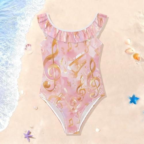 Traje de baño para niña de playa rosa dorado bañador infantil SyXIOP 2