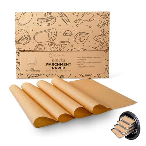 Crunch Co. 300 pack Parchment Paper For Harvest Right Freeze Dryer (XL - Extra Large) (Half Tray Size)