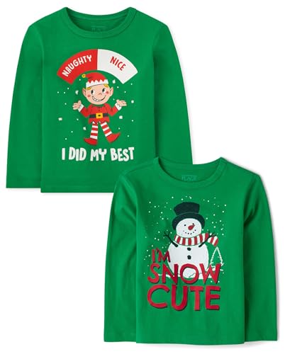 Image of The Children's Place Baby and Toddler All Holidays,Birthdays Long Sleeve Graphic T-Shirts,2 Pack