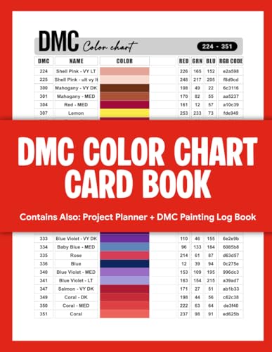 DMC Color Chart Card Book: DMC Color Chart Book for Diamond Painting With Diamond Painting Log Sheets - The Complete Table - Large Format