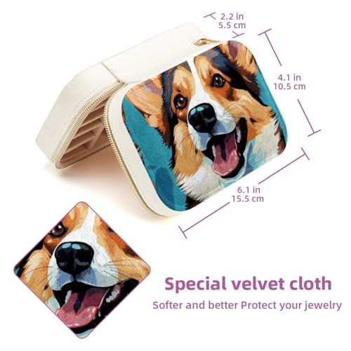 Boîte à bijoux Corgi compacte porte-collier zippé 15cm