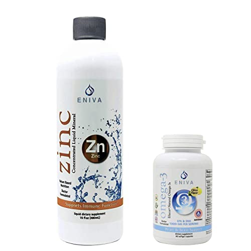 Eniva Liquid Ionic Zinc (16Oz) And Omega-3 Fish Oil (60Caps) Immune Health, Vision, Skin Made In Usa #TOP27