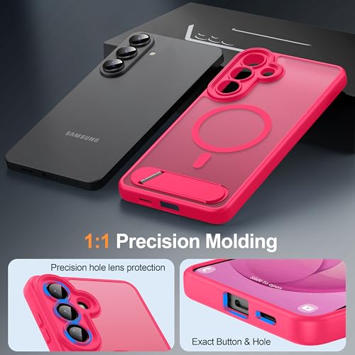 AMILIFECASES Magnetic for Samsung Galaxy S26+ Plus Case, [Compatible with MagSafe][Full Camera Protection][Built-in Invisible Kickstand] Translucent Matte Phone Case for S26 Plus 6.7" - Hot Pink - image 6