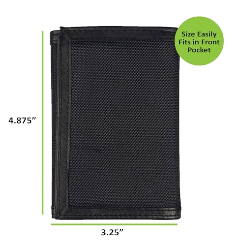 Sprocket Men's Nylon Trifold Wallet with Leather Trim and ID Window (Black)4