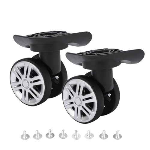 Luggage Suitcase Wheels, 1 Pair Luggage Swivel Wheels Suitcase Swivel Casters Repalcement Mute Double Row Wheels with Multiple Screws (Black, Height 9cm - A19)