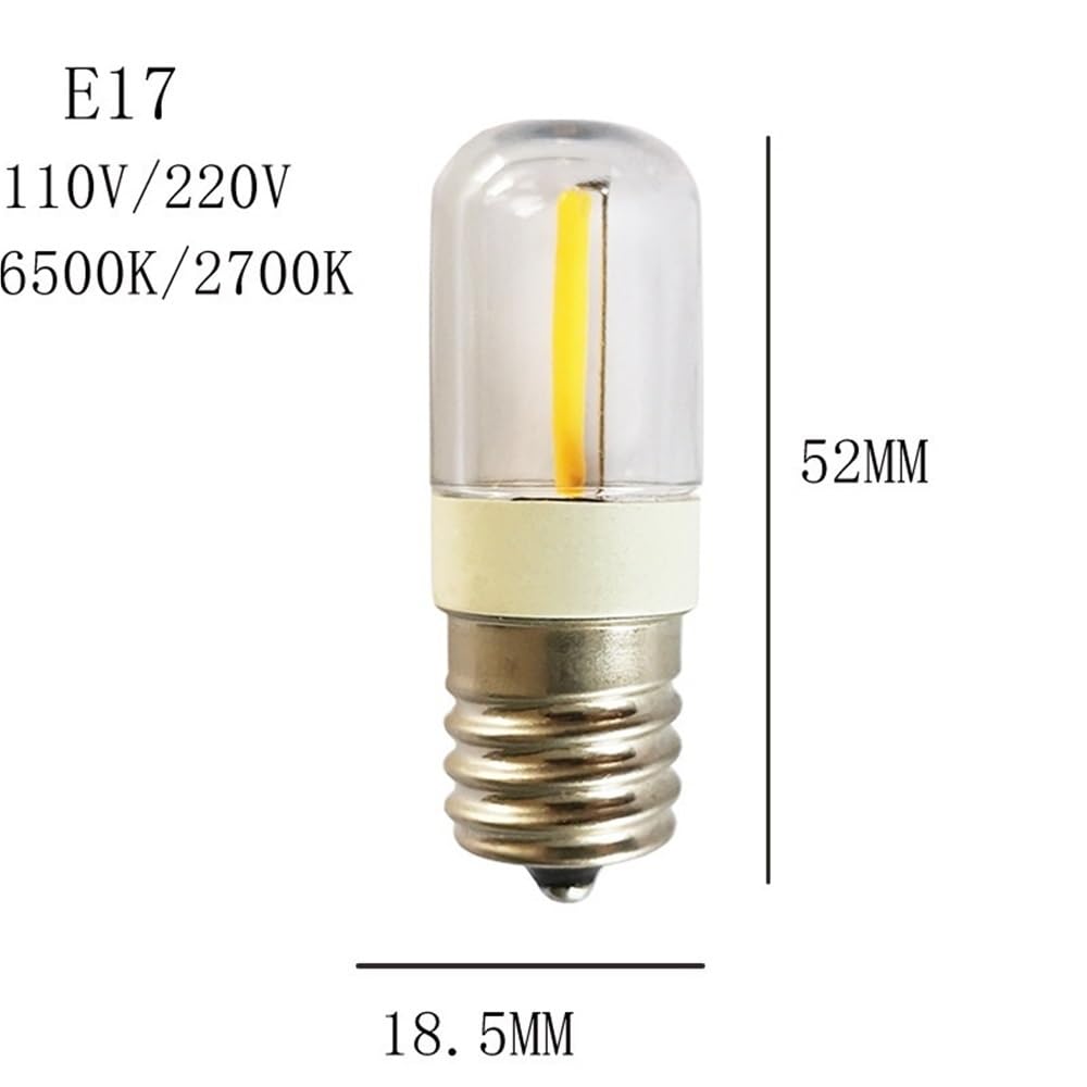fengyan Casa bombillas, Paquete de 50 bombillas de filamento LED AC220V T18 E17 1W/2W/3W bombilla T22 de repuesto Familiar Lámpara(4000K Neutral,3W E17 220V)