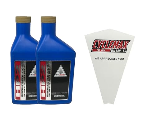 Cyclemax Two Pack compatible with Honda HP2 Synthetic 2 Stroke Oil Pint 08C35-AH21S01 Contains Two 16oz Bottles and a Funnel