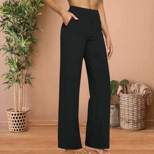 Yoga Dress Work Pants Women Stretch Business Casual High Waisted Wide Leg Comfy Office Slacks Pants with Pockets2