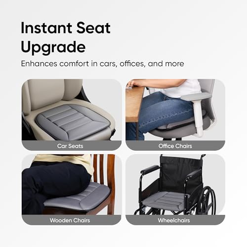 Image of Frido Slim Seat Cushion for Office Chair | Car & Wheelchair - 3cm Thin Memory Foam Cushion for Back Support & Pressure Relief - Non-Slip | Breathable Comfort Pad for Long Sitting (Grey)