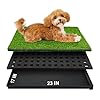 Dog Grass Pad with Tray, 23”X17” Small Artificial Turf Grass Potty, Reusable Puppy Pee Pads for Dogs, Portable Dog Litter Box for Indoor/Outdoor Potty Training Toilet
