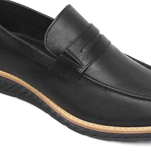 Sapato Oxford Masculino Loafer Tratorado Couro All Black cor:Preto;Tamanho:38