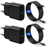 USB C Ladegerät und Ladekabel 2er Pack 25W USBC Schnellladegerät mit Schnellladekabel 2M für Samsung Galaxy S25 S24 S23 S22 S21 Plus/FE/ S20Plus, Z Fold 7/6, Z Flip 7/6, Note20, A56 A55 A54 A53 Tablet
