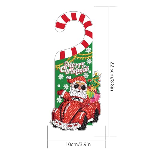 Image of AiYuanzsh Diamond Painting Christmas Door Sign Pendant Kits for Door Decoration, Christmas Santa Claus 5D Crystal Rhinestones Diamond Art Hanging Door by Number Kits Hanging Home Decor Gift
