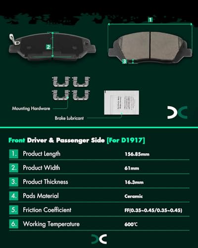 Image of SCITOO D1916 D1917 Front & Rear Ceramic Brake Pads Sets w /Hardware Replacement For Hyundai For Santa Fe 2017-2018,For Hyundai For Santa Fe XL 2017-2019