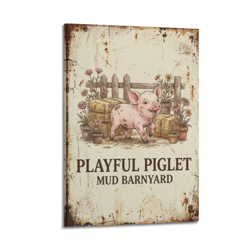 Poster vintage porcelet OKAHYS pour embellir une chambre d'enfant ou une salle de jeux familiale