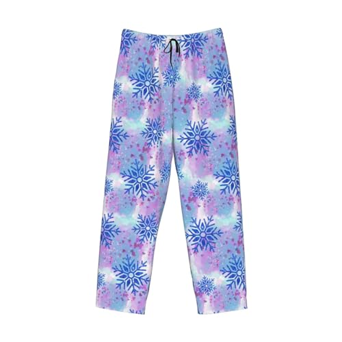 Christmas Winter Snowflake Blue Mens Pajama Pants Cozy Lounge Baggy Lightweight Pj Pants Lounge Bottoms With Elastic Waist4