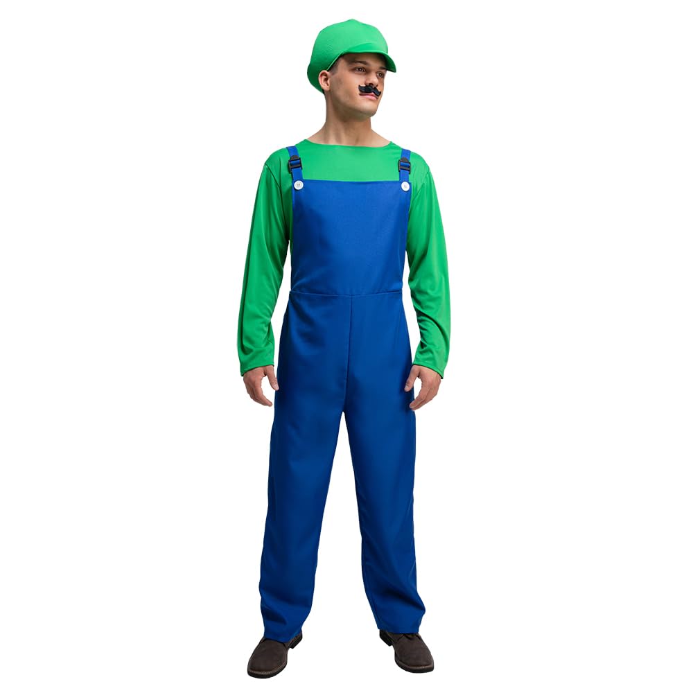 Wicked Costumes Funny Workman Fancy Dress Costume - Green/Blue