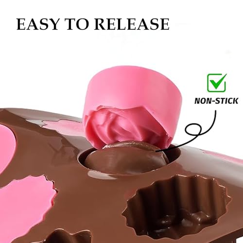 Image of HS Multiflower Silicone Mould, Non-Stick Food Grade Silicone Mould for Chocolate, Candy, Jelly & Ice Cube (Brown)