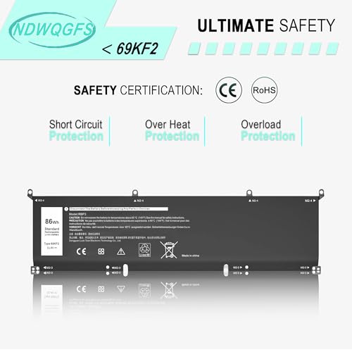Image of 69KF2 86Wh Battery Replacement for Dell XPS 15 9510 9500 9520 Precision 5550 5560 5570 G15 5511 5520 Alienware M15 M17 R3 R4 | 11.4V 6-Cell Replacement