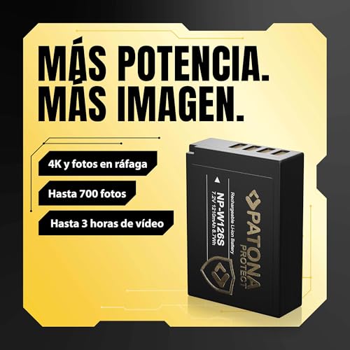 PATONA 2X Protect NP-W126s Batería 1210mAh Compatible con Fuji Fujifilm XM5 X100F X100V X100VI XA1 XA2 XA3 XA5 XS10 XT3 XT20 XT30 II XT5 XT50 X-M5 X M5 X-S10 X-T3 X-T50 NPW126 NP W126s W126 - imagen 2