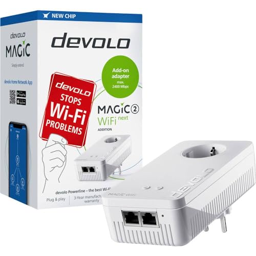 Devolo 8610 Magic 2 WiFi Next Powerline Adapter (2400Mbps, 2x Gigabit-LAN-Anschl&uuml;sse, G.hn, WLAN)