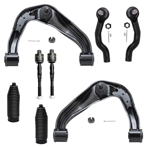 Image of Detroit Axle - Front End Upper Control Arms Kit for Nissan Pathfinder Frontier Xterra, 2 Upper Control Arms w /Ball Joints, 4 Inner & Outer Tie Rods, 2 Boots, Replacement